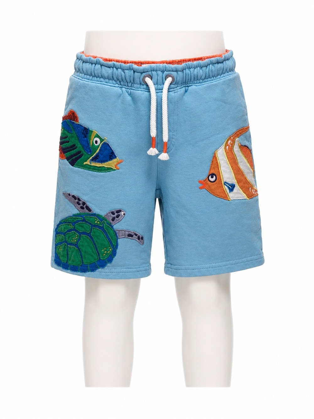 Mini Boden Blue Swim-Style Shorts with Ocean Appliqués